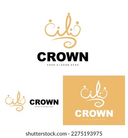 Logo De La Corona, Diseño De Icono Rey Y Reina, Ilustración De Plantilla Elegante Vector, Simple