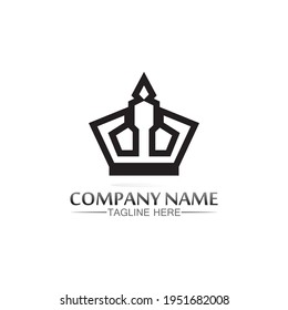 Crown Logo king logo queen logo, princess, Template vector icon illustration design imperial, royal, and  succes logo business