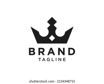 Kronlogo King oder Queen Symbol. Flaches Vectorlogo-Design-Vorlagenelement.