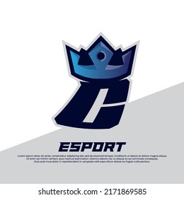 Crown logo with letter C design template, gamer style isolated on white background, king icon