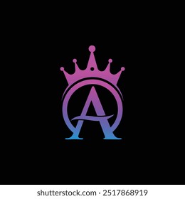 Um logotipo da coroa, Letra A com modelo de logotipo da coroa elegante