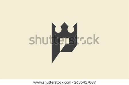 Crown Logo with Letter P. Elegant, King, Royal and Premium concept for Luxury and jewellery Brand.