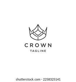 Crown logo with line art style design template flat vector