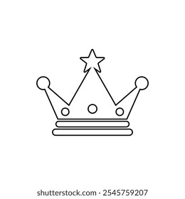 Crown logo line icon. Black elements isolated on white background. Hand drawn graffiti royal crown. Vector design illustration. Isolated on white background.