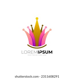 Crown logo and luxury design template, 3d colorful