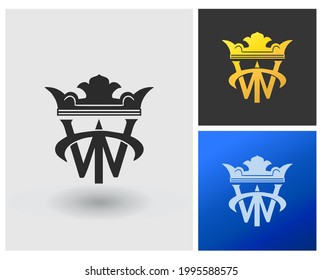 Monograma de la corona TW modelo vectorial del logotipo de oro de la compañía de joyas de lujo TW