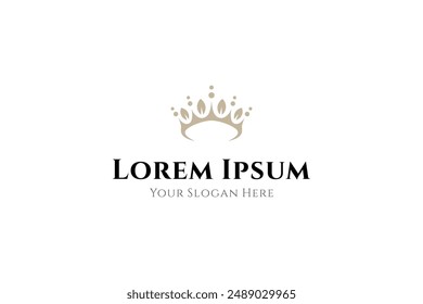 crown logo with natural leaves in luxury flat vector design style