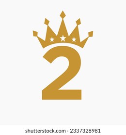 Crown Logo On Letter 2 Luxury Symbol. Crown Logotype Template