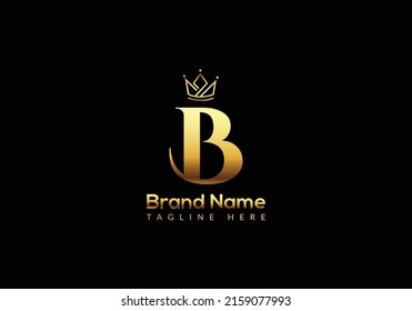 Crown Logo On Letter B Template. Crown Logo On B Letter, Initial Crown Sign Concept Template