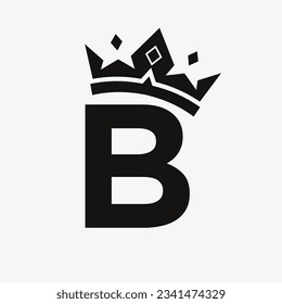 Crown Logo on Letter B Vector Template for Beauty, Fashion, Elegant, Luxury Sign