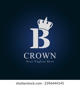Crown Logo On Letter B Template. Crown Logo On B Letter, Initial Crown Sign Concept Template