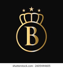 Crown Logo On Letter B For Fashion, Elegance, Beauty, Jewelry and Boutique Symbol