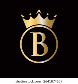 Crown Logo On Letter B Concept With Crown Icon Vector Template For Beauty, Jewelry, Fashion, Elegant Symbol