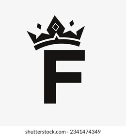 Crown Logo on Letter F Vector Template for Beauty, Fashion, Elegant, Luxury Sign