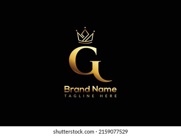 Crown Logo On Letter G Template. Crown Logo On G Letter, Initial Crown Sign Concept Template