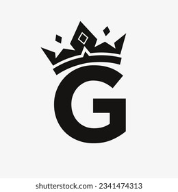 Crown Logo on Letter G Vector Template for Beauty, Fashion, Elegant, Luxury Sign