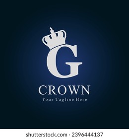 Crown Logo On Letter G Template. Crown Logo On G Letter, Initial Crown Sign Concept Template