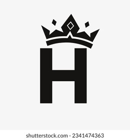 Crown Logo on Letter H Vector Template for Beauty, Fashion, Elegant, Luxury Sign