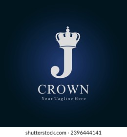 Crown Logo On Letter J Template. Crown Logo On J Letter, Initial Crown Sign Concept Template