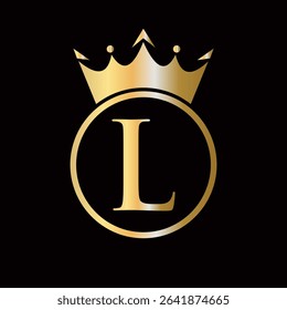 Crown Logo On Letter L Concept With Crown Icon Vector Template For Beauty, Jewelry, Fashion, Elegant Symbol