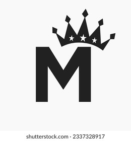 Crown Logo On Letter M Luxury Symbol. Crown Logotype Template