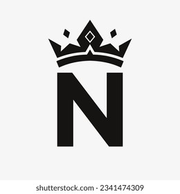 Crown Logo on Letter N Vector Template for Beauty, Fashion, Elegant, Luxury Sign