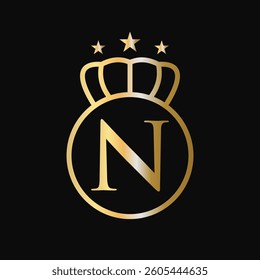 Crown Logo On Letter N For Fashion, Elegance, Beauty, Jewelry and Boutique Symbol