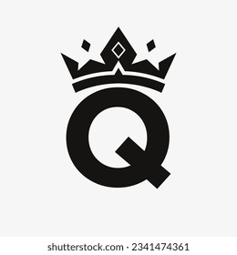 Crown Logo on Letter Q Vector Template for Beauty, Fashion, Elegant, Luxury Sign