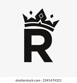 Crown Logo on Letter R Vector Template for Beauty, Fashion, Elegant, Luxury Sign