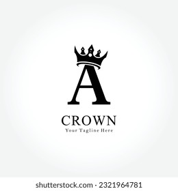 Logotipo De Corona En La Letra A Template. Logo De La Corona En Una Carta, Plantilla De Concepto De Signo De La Corona Inicial