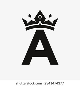 Crown Logo on Letter A Vector Template for Beauty, Fashion, Elegant, Luxury Sign