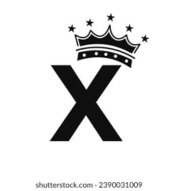 Crown Logo On Letter X With Star Icon. Luxury Symbol Vector Template