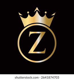 Crown Logo On Letter Z Concept With Crown Icon Vector Template For Beauty, Jewelry, Fashion, Elegant Symbol