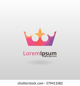 Crown logo. Polygonal crown logotype 