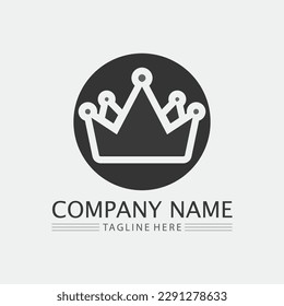 Logotipo de la corona y diseño del logotipo del reyIlustración del vector de plantilla