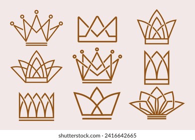 Crown Logo . Royal King and Queen abstract design template . Geometric symbol Logotype concept . vector illustration