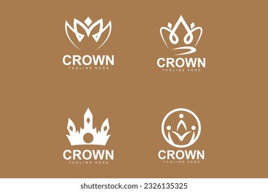 Crown Logo, Royal King Vector, Minimalist Simple Design, Illustration Symbol