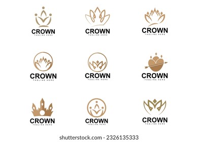 Crown Logo, Royal King Vector, Minimalist Simple Design, Illustration Symbol