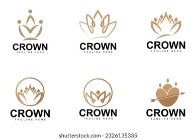 Logotipo de la corona, vector Real King, diseño simple minimalista, símbolo de ilustración