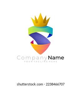 Logotipo de la corona y comunidad de diseño de escudos, iconos de letra S