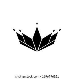 Crown logo simple flat design icon. Black color crown vector logo isolated on white background, eps10.