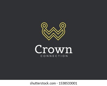 crown logo with a style of connecting lines to form a connection and also form two human figures that are interconnected