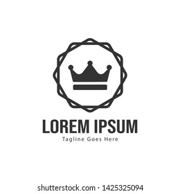 Crown logo template design with frame. minimalist crown logo vector illustration