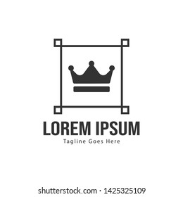 Crown logo template design with frame. minimalist crown logo vector illustration