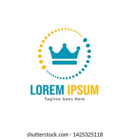 Crown logo template design with frame. minimalist crown logo vector illustration
