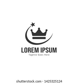 Crown logo template design with frame. minimalist crown logo vector illustration