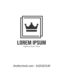 Crown logo template design with frame. minimalist crown logo vector illustration