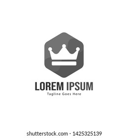 Crown logo template design with frame. minimalist crown logo vector illustration