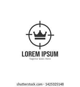 Crown logo template design with frame. minimalist crown logo vector illustration