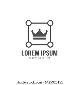 Crown logo template design with frame. minimalist crown logo vector illustration